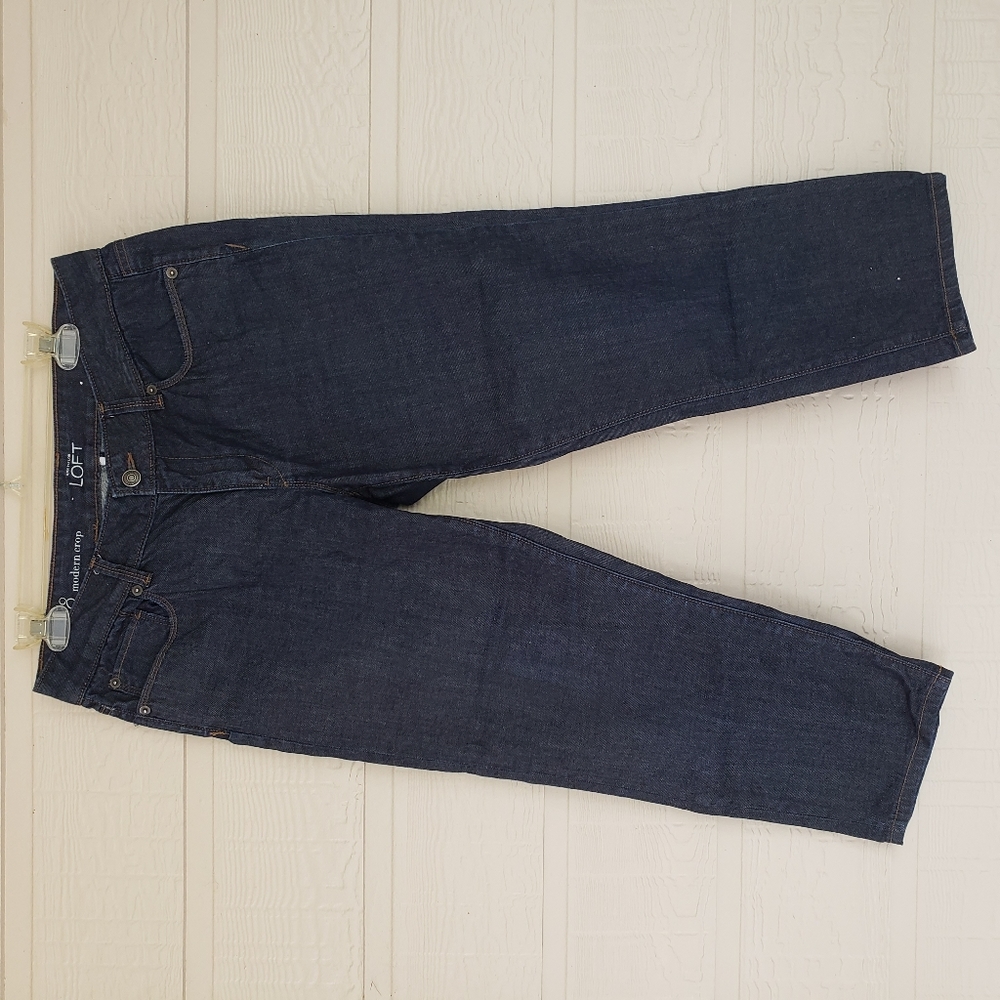 Loft  Capri Pants sz 29 modern crop design dark blue denim  Capri NWOT - Picture 3 of 10